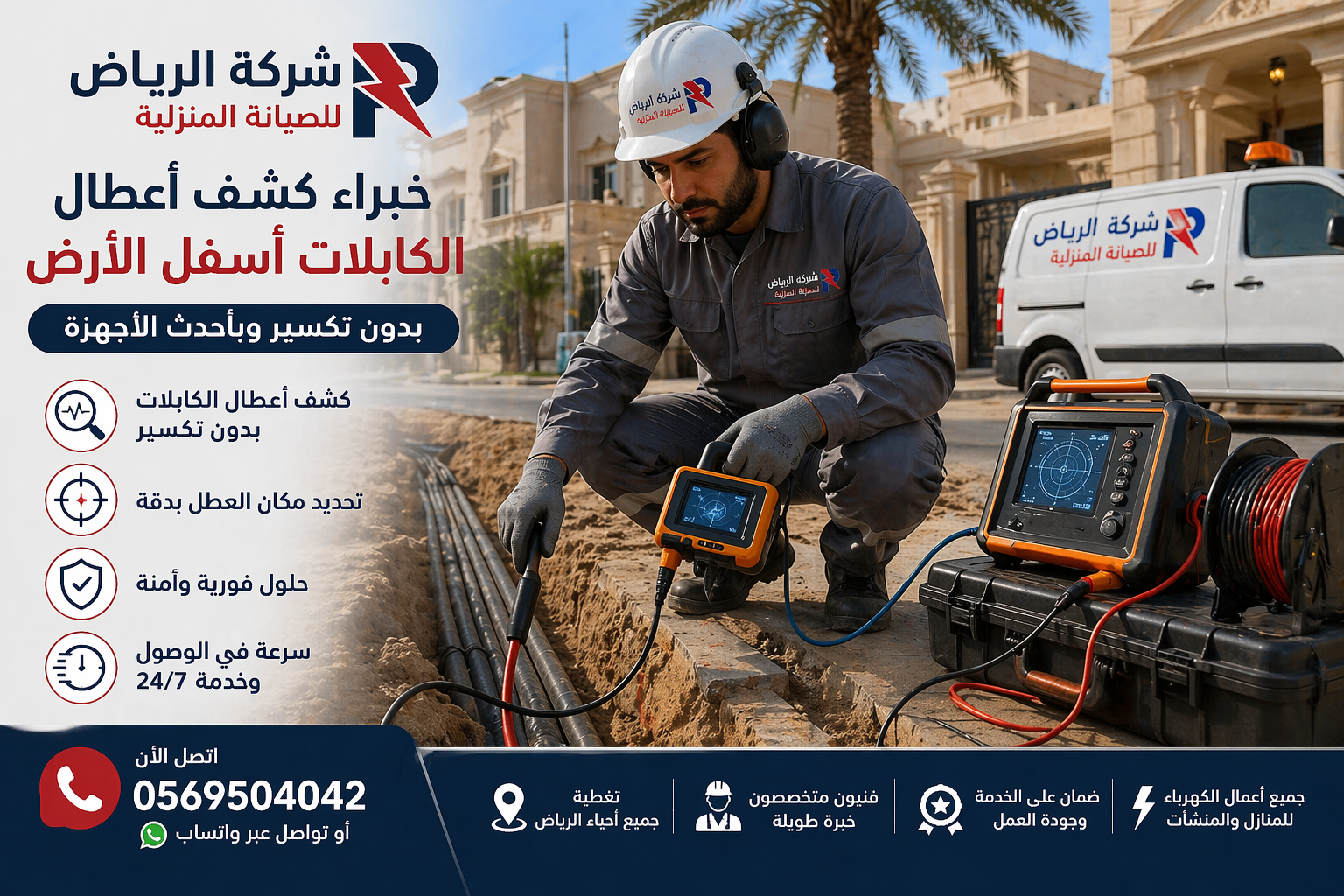 كشف أعطال الكهرباء بالرياض باستخدام أجهزة حديثة